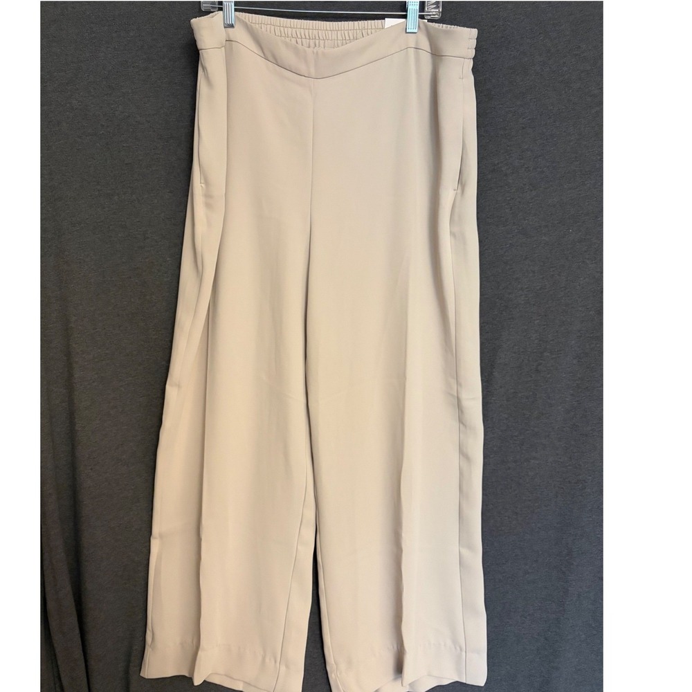 New Chicos Pull On Soft Pant Smokey Taupe Wide Leg Women Sz‎ 16 Tall Resortwear